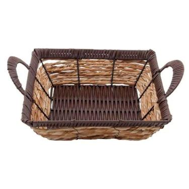 Imagem de Cesto Multiuso Porta Frutas Palha Fruteira Com Alça 32cm