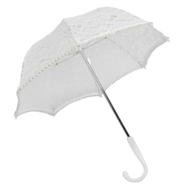 Imagem de Guarda-chuva de Casamento de Renda, Flor Bordada, Guarda-chuva de Noiva Branco, Aderência Confortável para Dança, Adereço de Fotografia (51322B (criança))