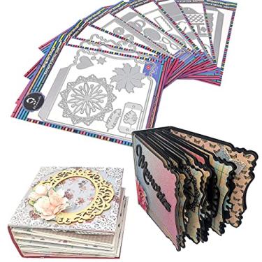 Imagem de Alinacutle Mini álbum cortado de metal, tamanho 15 x 15 cm, recortes de metal de artesanato de papel, álbum faça você mesmo, corte de álbum, molde de perfurador de cartão faça você mesmo