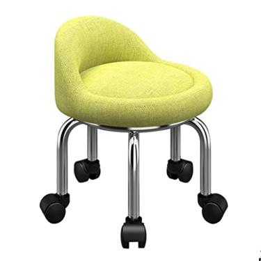 Imagem de Banco de rolamento baixo com rodas universais, assento de rolo de couro PU, banco redondo com rodinhas para escritório em casa, fitness, garagem, jardinagem (cor: C, tamanho: altura 32 cm) (A altura