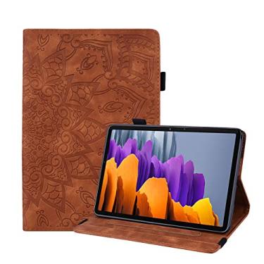 Imagem de YBFJCE Capa para Samsung Galaxy Tab S7 Plus 2020/S7 FE 2021/S8 Plus 2022 12,4 polegadas, capa protetora fina com suporte para lápis, capa fólio de couro PU premium para SM-T970/T976B/X800/X806, marrom