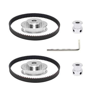 Imagem de Befenybay 2Kit 2GT Roda Síncrona 20 e 60 Dentes 6,35 mm Furo Polia de Distribuição de Alumínio com 2 Peças Comprimento 200 mm Largura 6 mm Correia (20-60T-6.35B-6)