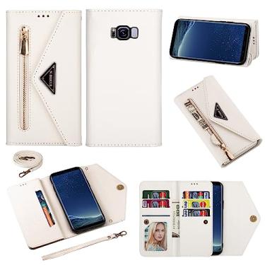 Imagem de Furiet Capa carteira para Samsung Galaxy S8 Plus couro flip zíper bolsa bolsa com suporte para cartão de crédito alça de ombro alça de pulso capa para telefone para S8plus S 8 8plus 8S Edge S8+