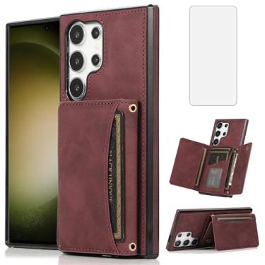 Imagem de Asuwish Capa de telefone para Samsung Galaxy S24 Ultra 5G Capa carteira com protetor de tela de vidro temperado e suporte de cartão de crédito de couro PU acessórios para celular S24Ultra 24S S 24