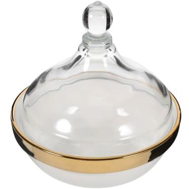 Imagem de de sobremesa de cerâmica com tampa de vidro, açucareiro, manteiga, recipiente para alimentos, tigela de pudim, pote de vidro de ramekin, tigela decorativa de doces para cozinha doméstica