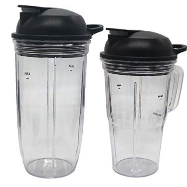 Imagem de Pote pessoal de reposição para espremedor de suco copo com alça de 680 g e copo de 32 ozcup com tampa para viagem, compatível com NutriBullet Blender Combo/PRO 1000/ Select Blender (4, 1 x copo de 940