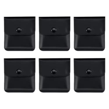 Imagem de 6 peças de cinzeiros de bolso de PVC, bolsa portátil para cigarros, estojo compacto à prova de fogo, saco de fumar para fumantes, viagens ao ar livre, preto
