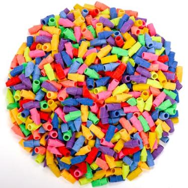 Imagem de Nicunom Pacote com 400 bonés de borrachas de lápis, borrachas escolares para crianças, materiais escolares para professores, cores sortidas