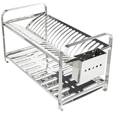 Imagem de Escorredor Mak Inox Aço Inox 20 Pratos Porta Talheres Aço Inox