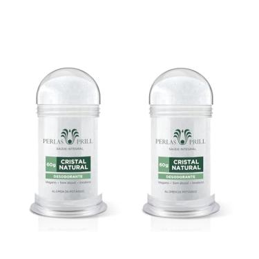 Imagem de Desodorante Cristal Natural Vegano, Sem Álcool, Inodoro, Kit com 2 Unidades de 60g Perlas Prill