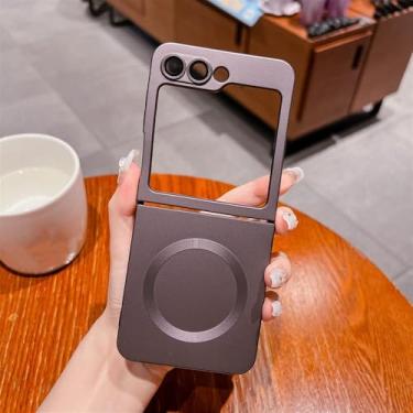 Imagem de Capa para Samsung Galaxy Z Flip 5 4 3 Soft 2 em 1 Combo Back Cover com película protetora para câmera, vinho vermelho, para Galaxy Z Flip5