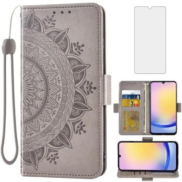 Imagem de Asuwish Capa de telefone para Samsung Galaxy A25 5G/A24 4G/M34/F34 capa carteira de vidro temperado protetor de tela suporte de cartão de crédito bolsa flip alça de pulso suporte acessórios de celular