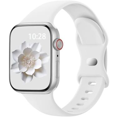 Imagem de SNBLK Pulseira esportiva feminina compatível com Apple Watch de 40 mm, 41 mm, 44 mm, 45 mm, 46 mm, 38 mm, 42 mm e 49 mm, pulseira de substituição de silicone macio para Apple Watch SE séries 10, 9, 8,