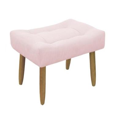 Imagem de Puff Banqueta Retangular Sala de Estar Suede Light Herrero, Rosa Bebê
