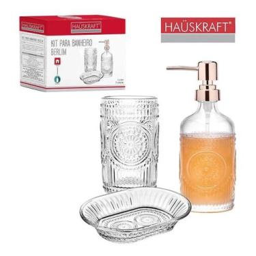 Imagem de Kit Banheiro Sabonete Líquido Cor Rose Gold Berlim Hauskraft