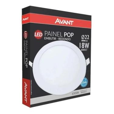 Imagem de Kit 4 Plafon Painel Led Redondo Embutir 18w 6500k Ultra Slim - Avant, 