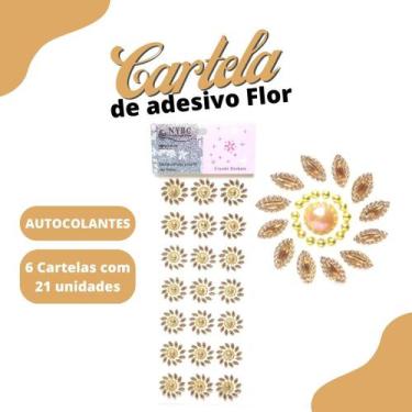 Imagem de Cartela De Adesivo Flor Bege Natural - Sticker C/6 Unidades - Mmixer10