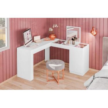 Imagem de Escrivaninha Penteadeira De Canto Com Espelho Star - Mobler, Preto