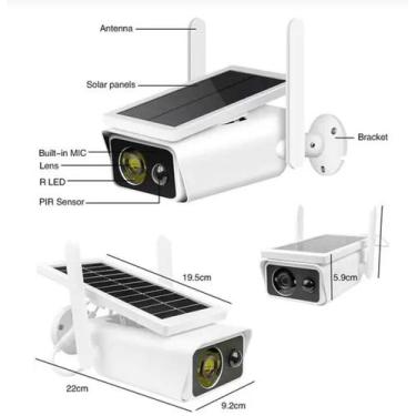 Imagem de Câmera De Segurança Full Hd Solar 1080P 64Gb Wi-Fi Icsee