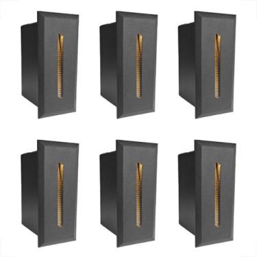 Imagem de 6 Balizador Embutido Preto Risk De Parede Escada Led Bet49 - Acende a 