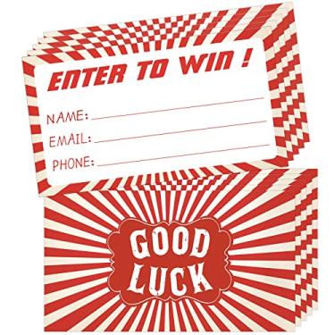 Imagem de Tomioziey 300 bilhetes sorteios para ganhar cartões-8,88 cm x 5 cm de formulário de entrada para concurso, urna, 50/50, tambor de sorteio com endereço de e-mail e campos de número de telefone -