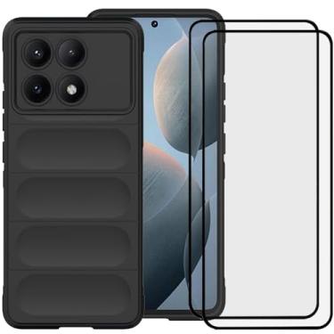 Imagem de LosruGir Capa para Xiaomi Redmi K70E/Xiaomi Poco X6 Pro 5G, capa resistente, antiarranhões, à prova de choque, antiderrapante, absorção de TPU, borda macia, capa flexível, preta