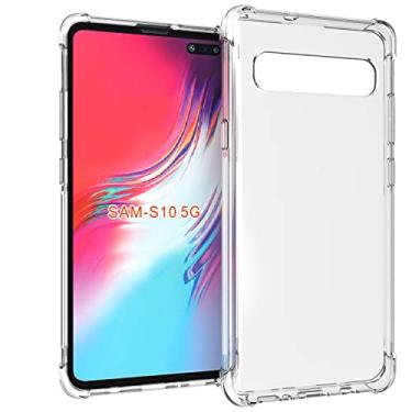 Imagem de USTIYA Capa para Samsung Galaxy S10 5G (No for 4G) Case Uso Resistente, capinha Bumper Absorção Choques em TPU Transparente Protector Câmera Espessamento nas Quatro Pontas da Carcasa