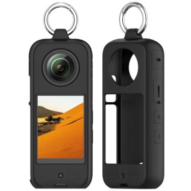 Imagem de Accdeny Capa de fone de ouvido compatível com insta360 X4/x3, [suporta carregamento sem fio] [capa protetora à prova de choque] capa de silicone para fone de ouvido (preto)