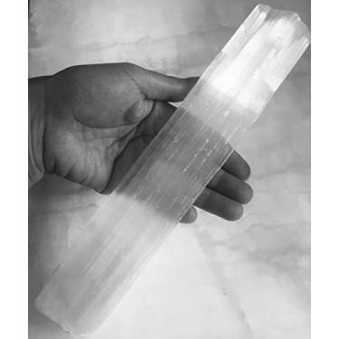 Imagem de Vara de selenita da CuartoAstral, 19 a 22 polegadas de comprimento, 1 a 5 cm de largura, pedra de cura branca forte, forte poder de proteção A pedra é ativa e lindamente embalada pronta para presente.