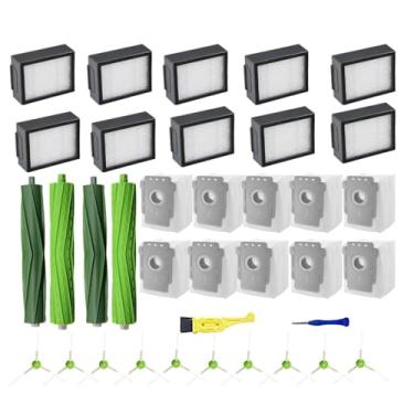 Imagem de Getalong Kit de peças de substituição compatível com Roomba i7 i7+ i3 i3+ i4 i4+ i6 i6+ i8 i8+ j7 +/Plus E5 E6 E7 I, E & J, 2 escovas de borracha, 10 filtros, 10 escovas laterais, 10 sacos de vácuo