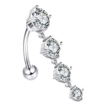 Imagem de Piercing De Umbigo Dourado Rosê Prata Pendurado Invertido - De Castro 