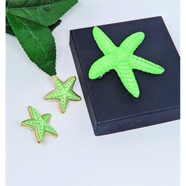 Imagem de Kit Conjunto Par de Brincos estrela do Mar Resina colorido + Presilha de Cabelo bico de pato Prendedor Moda Praia Verão