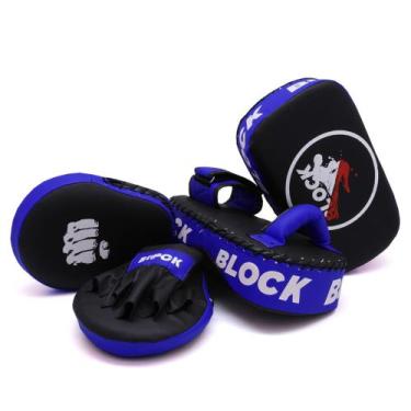 Imagem de Kit aparador e manopla muay thai block - Block Fitness, Azul