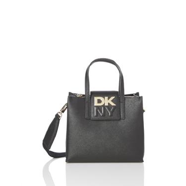 Imagem de DKNY Bolsa de mão casual clássica de couro fashion, preta/dourada, Preto/dourado, One Size