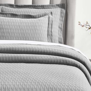 Imagem de Superior Conjunto de colcha de algodão de 3 peças, decoração de cama para casa, colcha decorativa, 2 fronhas, cobertor de peso médio, colcha de matelasse, itens essenciais de cama, coleção Calvert,