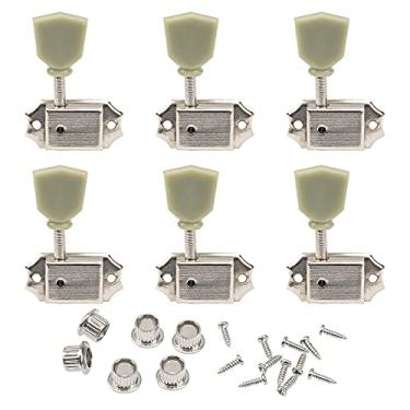 Imagem de 6 peças de pinos de afinação de guitarra estilo trapézio vintage Yootones 3L3R compatíveis com peças de guitarra Gibson Les Paul Epiphone (prata)