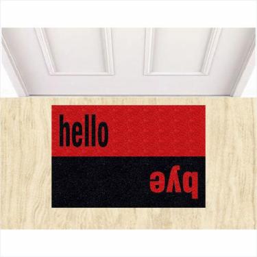 Imagem de Tapete Capacho Vinil Divertido Hello Olá Bye Tchau 60X40 cm. - ZAP TAP