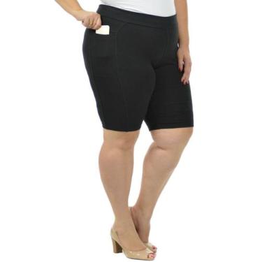 Imagem de Bermuda Cotton Bolso Celular Plus Size Fenomenal, Preto, 50