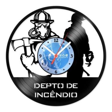 Imagem de Relógio De Parede Disco Vinil Profissões - Depto de Incêndio - VPR-127