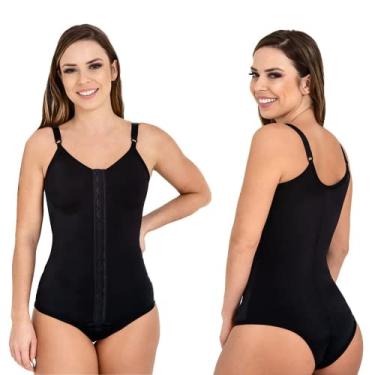 Imagem de Cinta Modeladora Pos Cirurgia Plastica Body com Alça e Colchetes Ajustável Preto G New Form