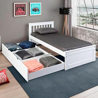 Imagem de Cama Solteiro Juvenil Exclusive Branco/ Gavetão ou Cama Auxiliar - Cas