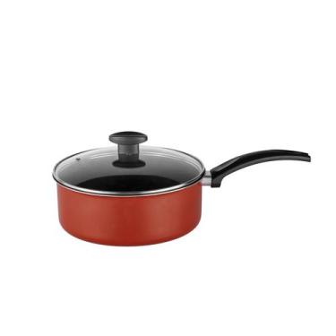 Imagem de Panela 16 cm Teflon Avulsa Com Cabo + Tampa De Vidro 1.380 Litros - Co