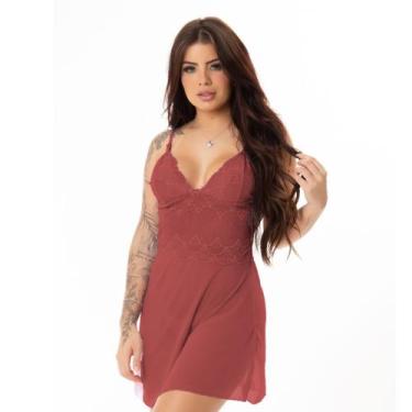 Imagem de Camisola Tule Feminina Renda Transparente Sexy Sem Bojo Vestido de Dor