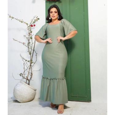 Imagem de Vestido Longo Juliana Moda Evangélica Feminina - Miss Flower, Verde me