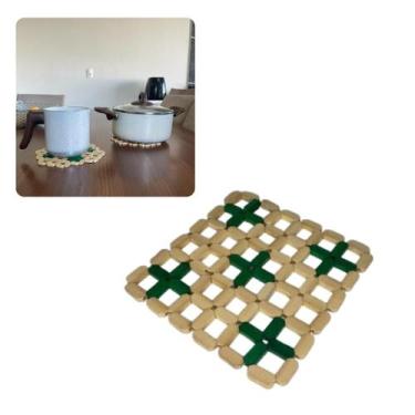 Imagem de Descanso de Panela de Bambu Apoio 2 Peças Verde - RT