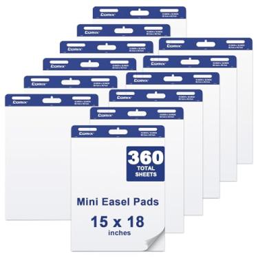 Imagem de Comix Bloco de cavalete pegajoso tamanho mini, papel flip de 38 x 45 cm para professores, papel de âncora para escritório, 30 folhas/bloco, 12 blocos/pacote
