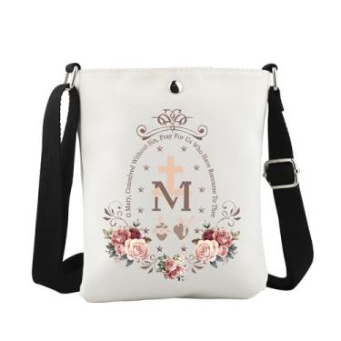 Imagem de WCGXKO Bolsa transversal inspirada em versículo bíblico, presente católico católico, presente católico mariano, presente de coração imaculado de Maria, O Mary Cro, Small