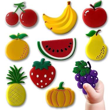 Imagem de CYYSFIVQZ 10 Unidades De Ímãs De Geladeira Para Crianças - Ímãs De Geladeira Para Crianças De 1 A 3 Anos - Ímãs Infantis Brinquedos Educativos - Aprendendo Frutas Ímãs Para Bebês, Ímã De Desenhos Anim