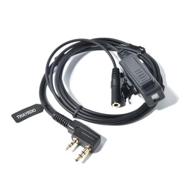 Imagem de Cabo de transferência de fone de ouvido de áudio K1 de 2 pinos para 3,5 mm com grande PTT/MIC, adaptador de áudio Walkie Talkie para rádios portáteis Baofeng Retevis Kenwood