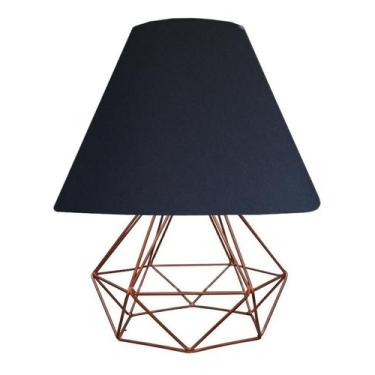 Imagem de Abajur Aramado Diamante e Cúpula De Tecido Ideal para Mesa De Canto, c